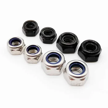 

20pcs Insert Lock Nut Nylock Nuts M2 M2.5 M3 M4 M5 M6 304 Stainless Carbon Steel Black Zinc-plated Hex Self-locking Nut Locknut