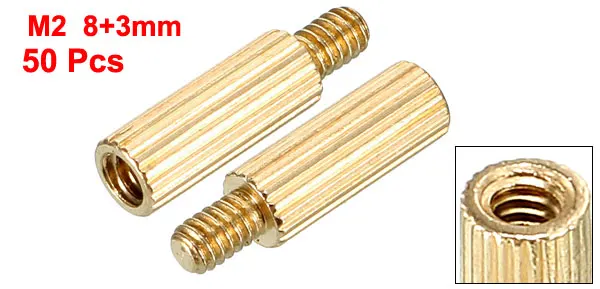 50pcs 8mm 3mm Uxcell 50 шт. M2 8+ 3 мм Мужская резьба латунь Круглый противостояние прокладка Винт PCB столб - Цвет: 50pcs 8mm 3mm
