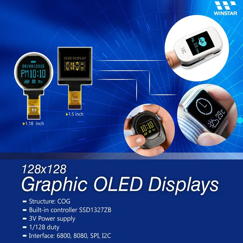 

WEO128128BWPP3N00000 Winstar-это круговой пассивный матричный OLED-дисплей, состоящий из 128x128 пикселей, цвет дисплея Белый, Новинка