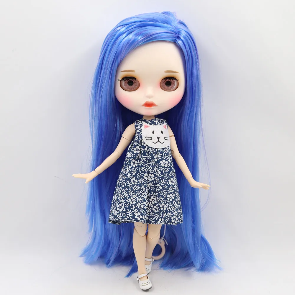ICY 1/6 Blyth Кукла № 7216/6208 синий смешанные волосы с белой кожей Обнаженная кукла, индивидуальные матовое лицо соединение тела