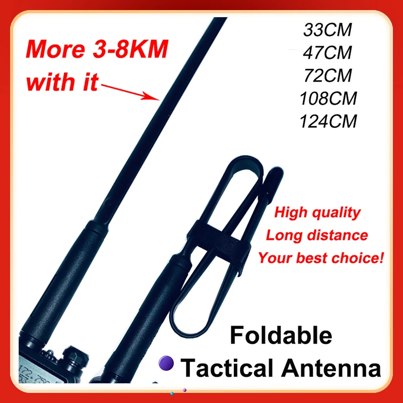 High Quality Foldable CS Tactical Antenna for Baofeng UV5R UV82 SMA-Female UV9R UV10R Walkie Talkie Antenna Radio Accessories 2023 baofeng microphone walkie talkie accessories tangent mic shoulder speaker ptt for kenwood uv 5r uv82 uv 17 two way radio