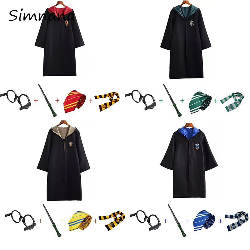 

Gryffindor Potter Cosplay Costumes Robe Cape Suit Tie Scarf Wand Glasses Ravenclaw Potter Hufflepuff Slytherin Cosplay Wholesale