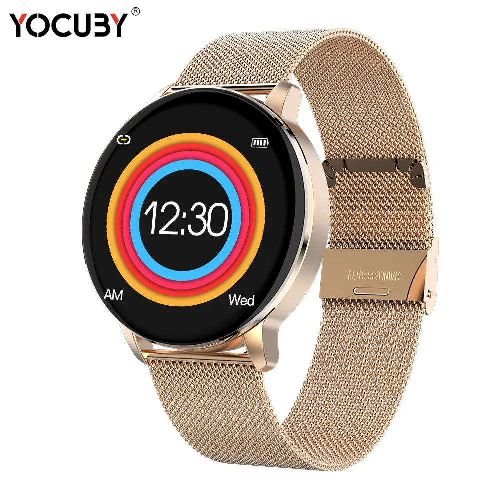 

YOCUBY Bluetooth Smart Watch Women Full Screen Smartwatch Heart Rate Monitor Sport Men Lady Waterproof Watch for IOS Android R5