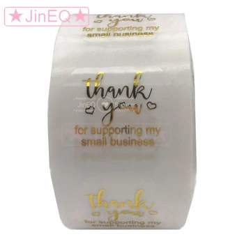 

500pcs Clear Gold Foil Thank You Stickers for my small business Paper Label Stickers for Christmas Gift Envelope Sealing Sticker