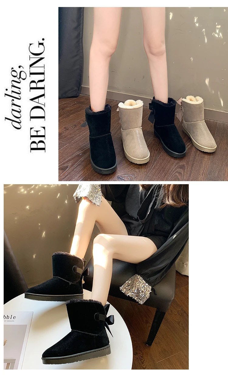 Bootee/ г.; женские кожаные ботинки; женские ботинки; зимние ботинки на плоской подошве со шнуровкой на низком каблуке; австралийские ботинки с круглым носком на резиновой подошве средней высоты