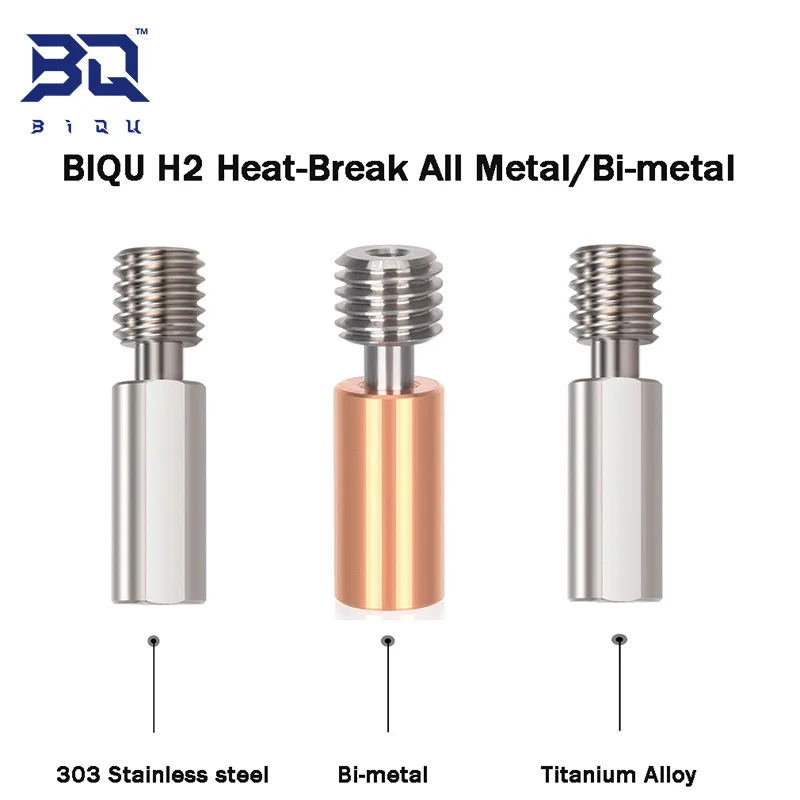 BIQU H2 Extruder All Metal Heatbreak Titanium Alloy Stainless Steel Throat 3D Printer Parts For B1 Ender 3 V2.0 Upgrade Hotend