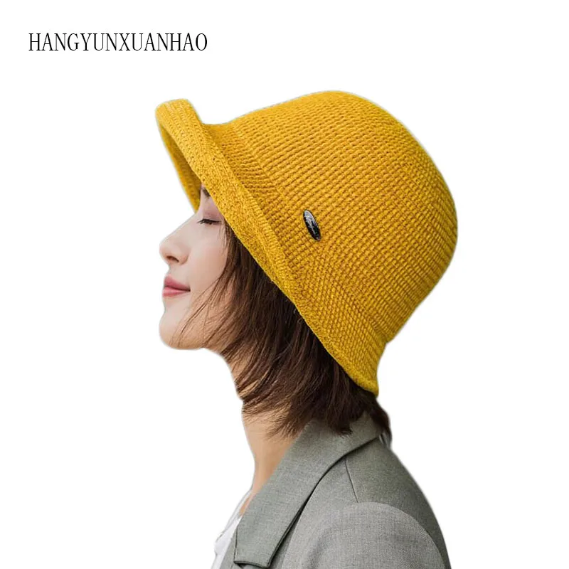 

Bucket Hat Cover New Design For Women Solid Chenille Solid color Outdoor Autumn Winter For Ladies Fisherman Hat For Female