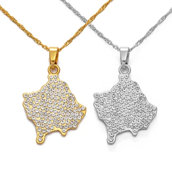 

Anniyo Kosovo Pendant Necklaces With Rhinestone for Women Girls Gold Color/Silver Color Jewelry Necklaces #231906