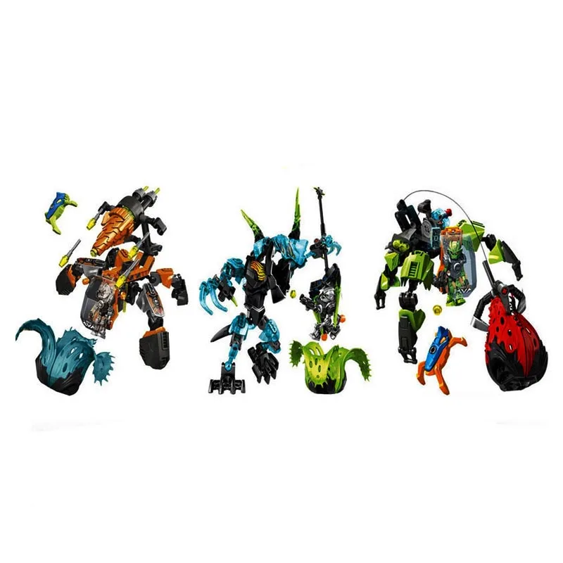 

Hero Factory 6.0 Robot Block Toys 3 in 1 Crawler Robot Tunneler Beast vs Surge Cystal Beast brick
