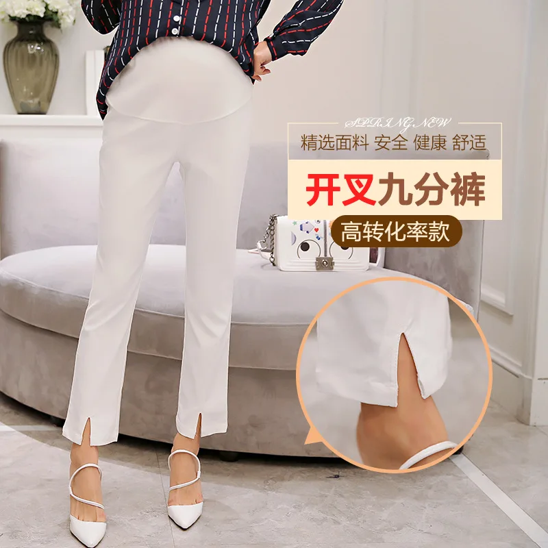 

Maternity Pants Thin Type for Spring And Autumn Outer Wear Capri Pants Fashion Mom Fashion Bell-bottom Pants Summer Pregnancy Ma