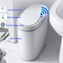 Smart Sensor Mülleimer Elektronische Automatische Wasserdicht Haushalt Bad Wc Haushalt Schmale Naht Sensor Bin