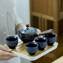 Tazza da viaggio Set da tè in ceramica Kung Fu tazza da tè teiera con bustina teiera portatile strumenti da tè servizio cinese regali da tè all'aperto