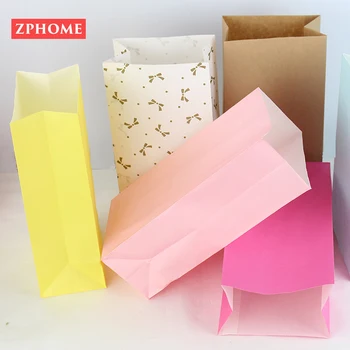 

50PCS / Lot kraft paper bag colorful no handle gift bag hiking camp party paper bag food packaging