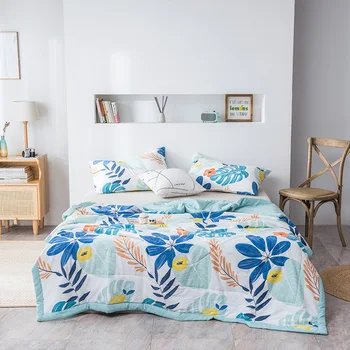 

Soft Breathable Blanket Colorful Summer Washed Air-conditioning Quilt Thin Stripe Plaid Comforter Bed Cover 150/180/200*230cm