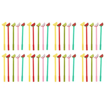 

40 PCs Creative Small Fresh and Lovely Fruit Slice Gel Pen Student Black Water Pen Carbon Pen Stationery Kawaii School Supplies