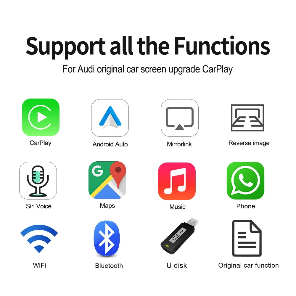 Carlinkit Decoder 2.0 For AUDI A4 A5 S4 S5 Q5 Q7 A4L Q5L 3G MMI For Apple CarPlay and Android Auto Multimedia Wired Wireless Kit