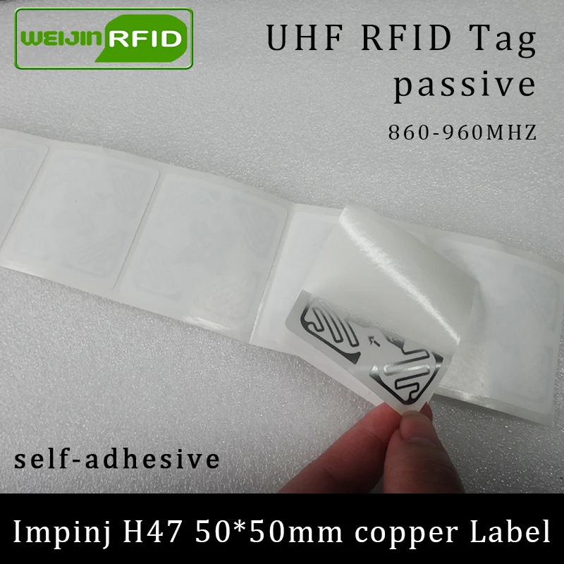 

UHF RFID tag sticker Impinj H47 printable copper label 915m 860-960MHZ EPCC1G2 6C smart adhesive passive RFID tags label