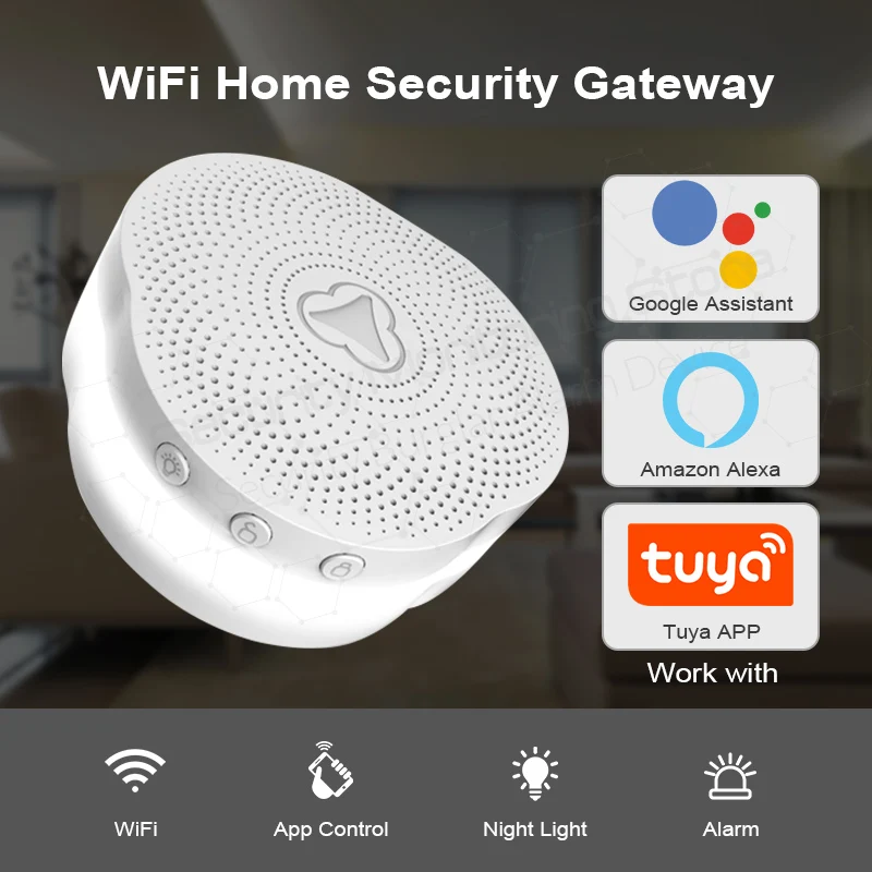 Многофункциональный шлюз KERUI Tuya работает с Google Assistant/Alexa управление Wi Fi Домашняя