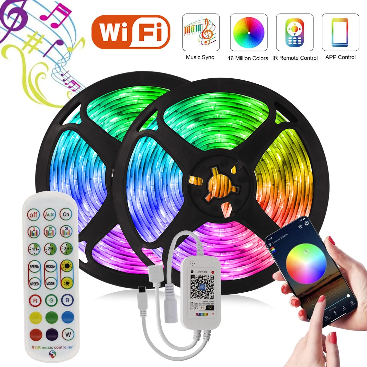 

16 Million Colors LED Strip Light Dimmable Led Lights 5050 LED Backlight Smart Phone APP Control Neon Light with Remote Control