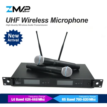 

True Diversity QLX24D Dual Microphone Wireless System with QLXD58 Handheld Cordless Microfono For karaoke Live Stage Performance