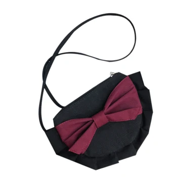 

Women's Semicircular Handbag Crossbody Shoulder Bag Canvas Bow Ruffled Zipper Wallet