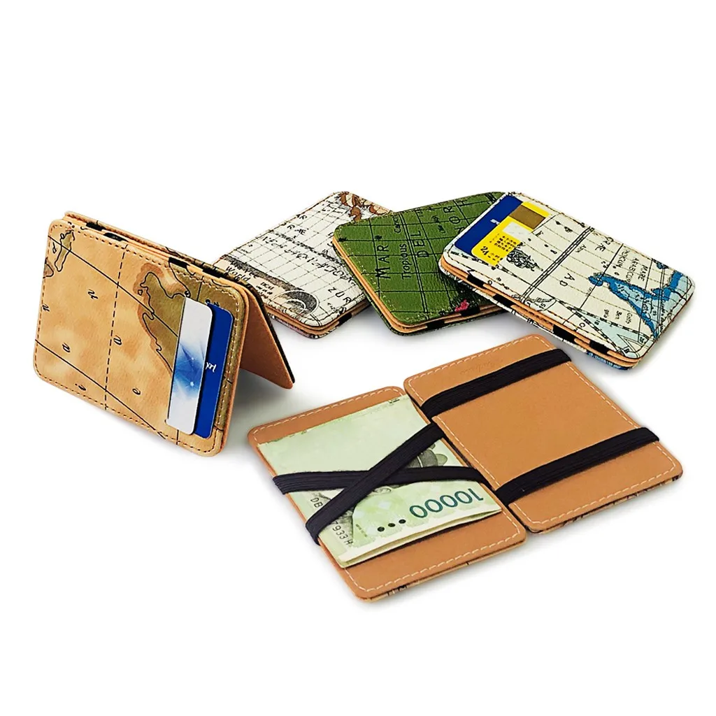 

Fashion Neutral Map Pattern Short Wallet Coin Purse Card Holders Handbag Clutch leather coin pocket women card Organizer men