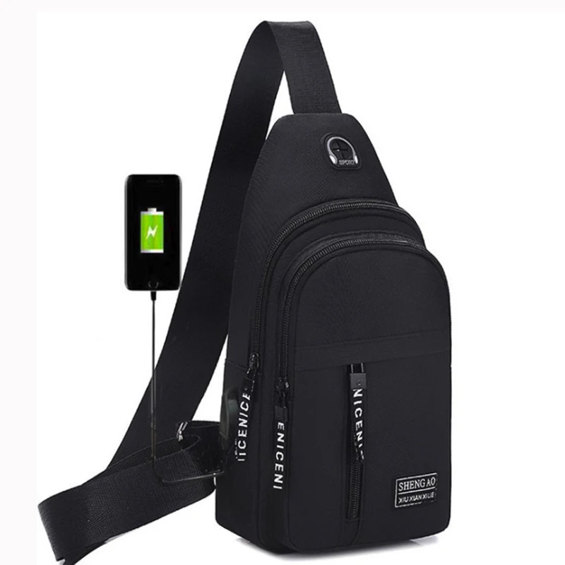 

Men's Crossbody Bags male USB Chest Bag Designer Messenger bag Diagonal Package 2019 new Back Pack Travel