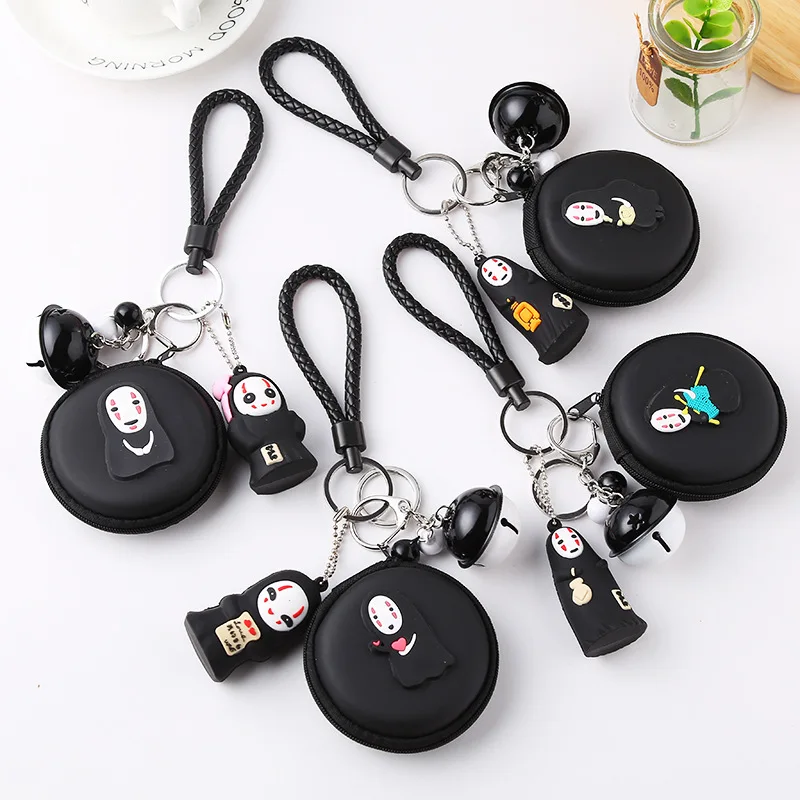 

Cute PVC Grimace Doll Keychain Metal Bell Key Rings Couple Key Chain Purse Data Cable Headset Keyring Bag Pendant Men Keychain