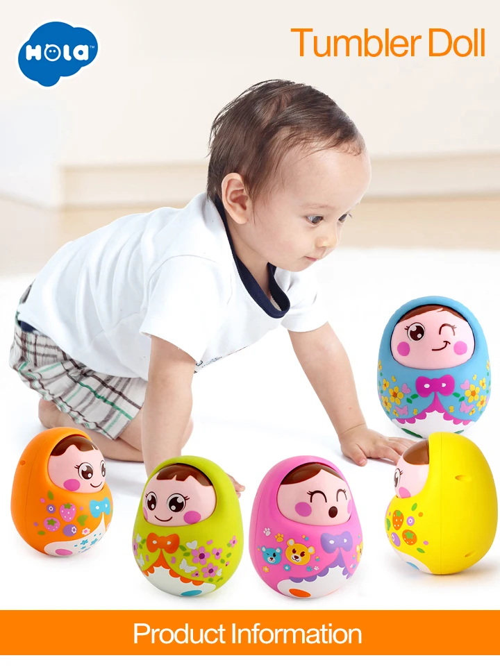 HOLA TOYS 979 Детские игрушки Погремушки для кистей матлиошка тумблер кукла сладкий Колокольчик музыка Roly-poly Обучающие Развивающие игрушки для подарков