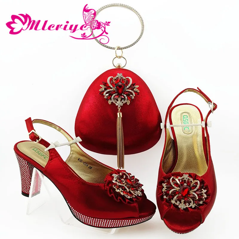 

Red Color Italian Matching Shoe and Bag Set for Wedding Shoes and Bag Set African Sets 2019 African Wedding Shoes and Bag Sets