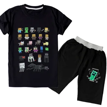 

Minecrafters Summer New Children's Wear Baby Sleeve Clothing For Boys Girls Cotton Toddler Suit Kids Two-piece Clothes Sets
