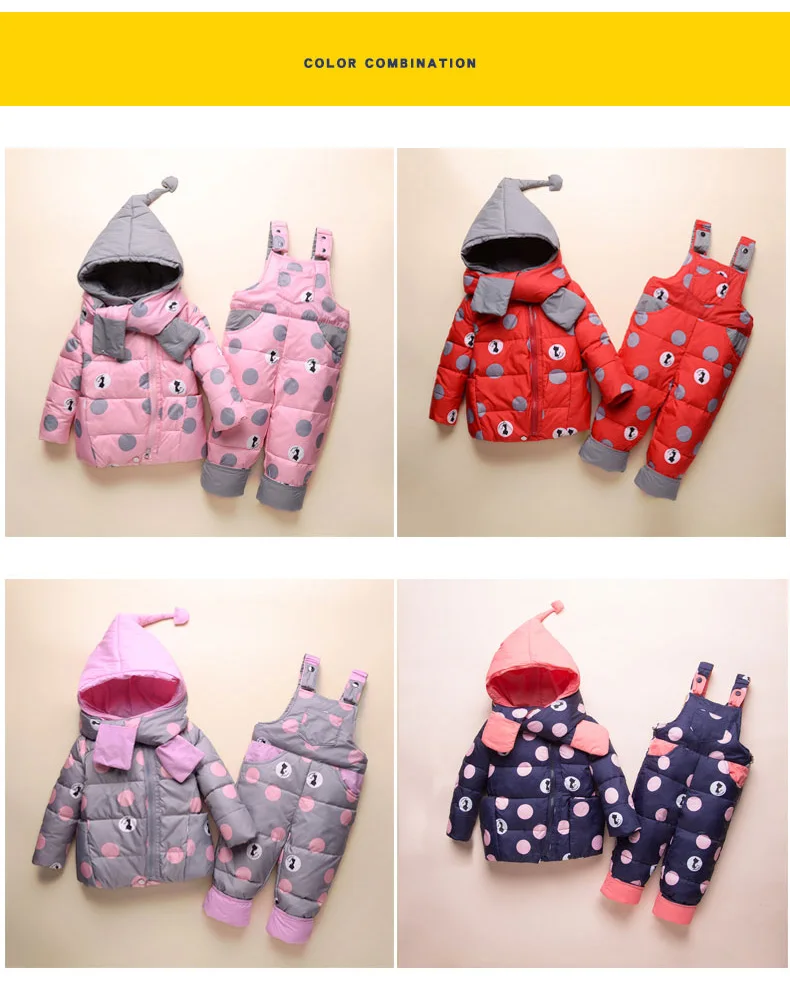 Детские теплые пуховики зимние комплекты одежды для детей комплект из 2 предметов: пальто+ комбинезон, одежда для маленьких девочек 1-4 лет зимний комбинезон для мальчиков