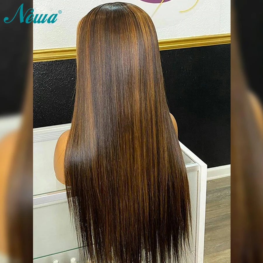 Newa Colored Straight Lace Front Human Hair Wigs Highlight HD Lace Frontal Wig Ginger Orange Brazilian 4x4 Lace Closure Wigs