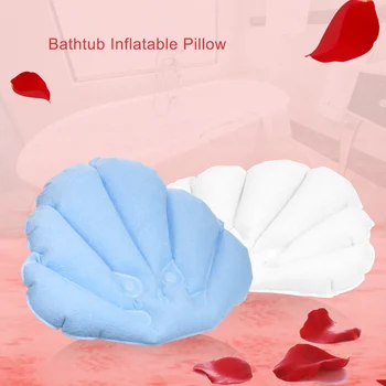 

New Home Inflatable SPA Pillow For Bath Suction Cups Bathtub Pillow Shell Shaped Bath Headrest Neck Cushion Bathroom Accessories