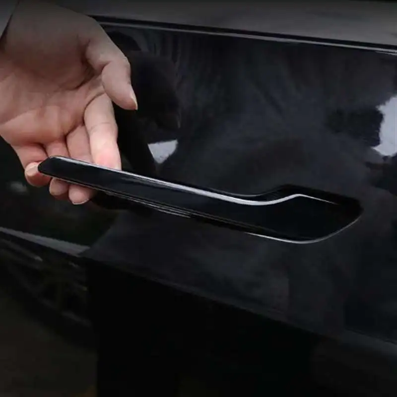 

4pcs Black highlight lacquer for Tesla Model 3 Car door handles Patch Carbon Fiber pattern ABS decoretion cover accessories
