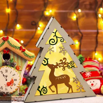 

Christmas Decoration 3D Xmas Teer Luminous Christmas Deer Light LED Plaque Sign Wooden Outdoor Indoor Gifts Festival Home Decor
