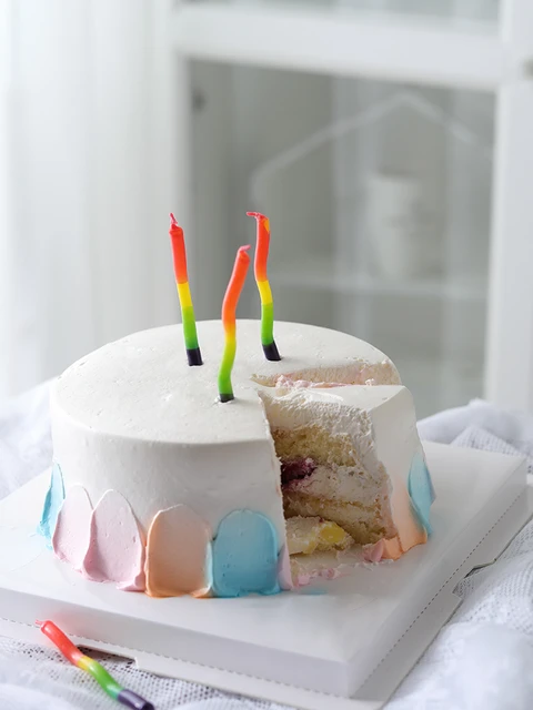 Vela de cumpleaños curva de color arcoíris, espiral esbelta, banquete para  bebé, propuesta de un año, suministros de arreglo de atmósfera, 1 caja 8 -  AliExpress