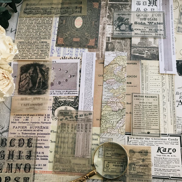 

54Pcs/Bag Vintage Old Posters A Vellum Paper Pack for DIY Scrapbooking Happy Planner Card Making Journal Project