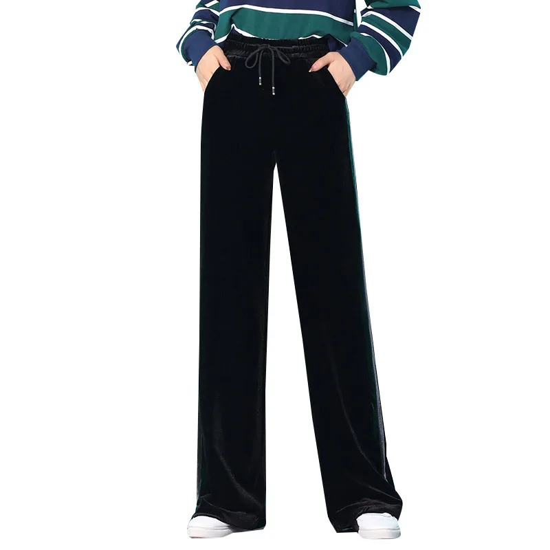 

Women's 2019 Autumn New High Waist Loose Velvet Slim Trousers Fashion Women's Straight Trousers