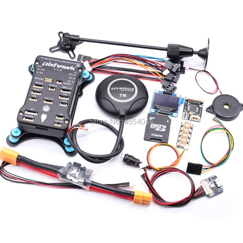 

Pixhawk 2.4.8 PX4 PIX 32 Bit Flight Controller w/ 4G SD+7M GPS+RGB USB+ OSD OLED+PPM+I2C+shock Absorber+xt60/T Plug power module
