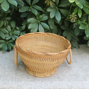 

Rattan Fruit Basket Creative Snacks Candy Storage Bowl Basket Creative Handmade Flower Basket Decoration