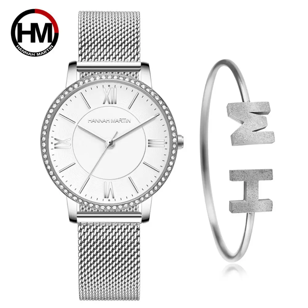 

Sophisticated Elegant Diamond High Quality Ultra-thin Women Stainless Steel Mesh Waterproof Ladies Women Watch Dropshipping