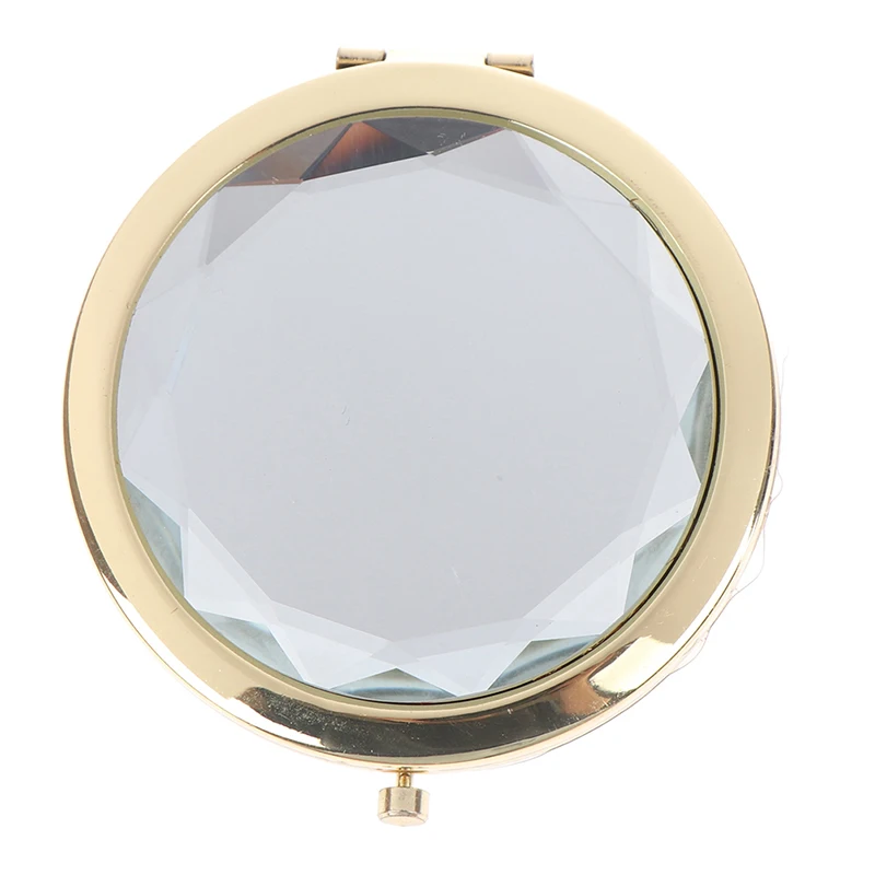 1 шт. роскошное зеркало для макияжа украшенное кристаллами портативное круглое складное компактное зеркало золотое серебряное карманное зеркало для индивидуального подарка