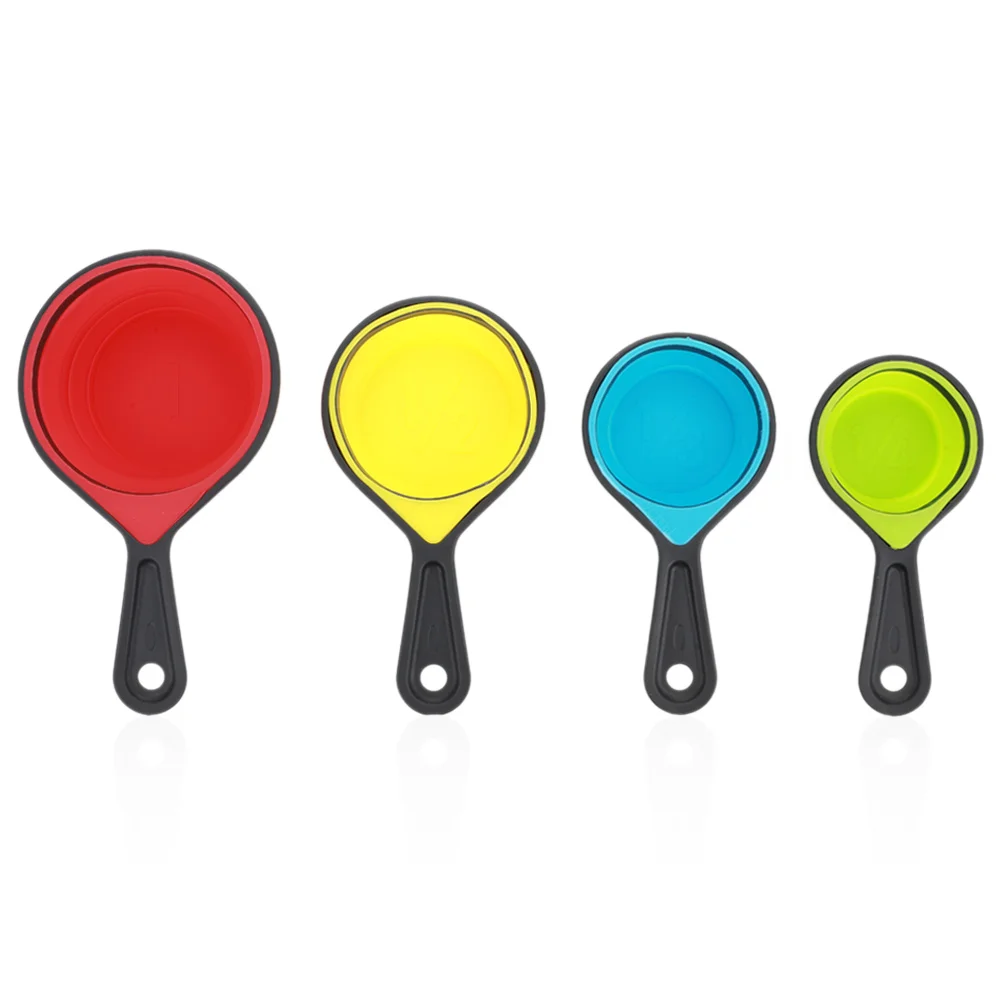 Telescopic Cup 4pcs/Set Collapsible Drinking Ice Cream Baking Cook Tools Portable Silicone Kitchen Tool Folding