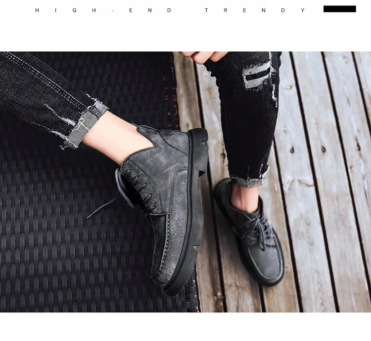 Новые мужские ботинки размера плюс 39-48, на шнуровке, высокое качество, свиная кожа, плюш, теплая уличная Удобная Нескользящая мужская обувь