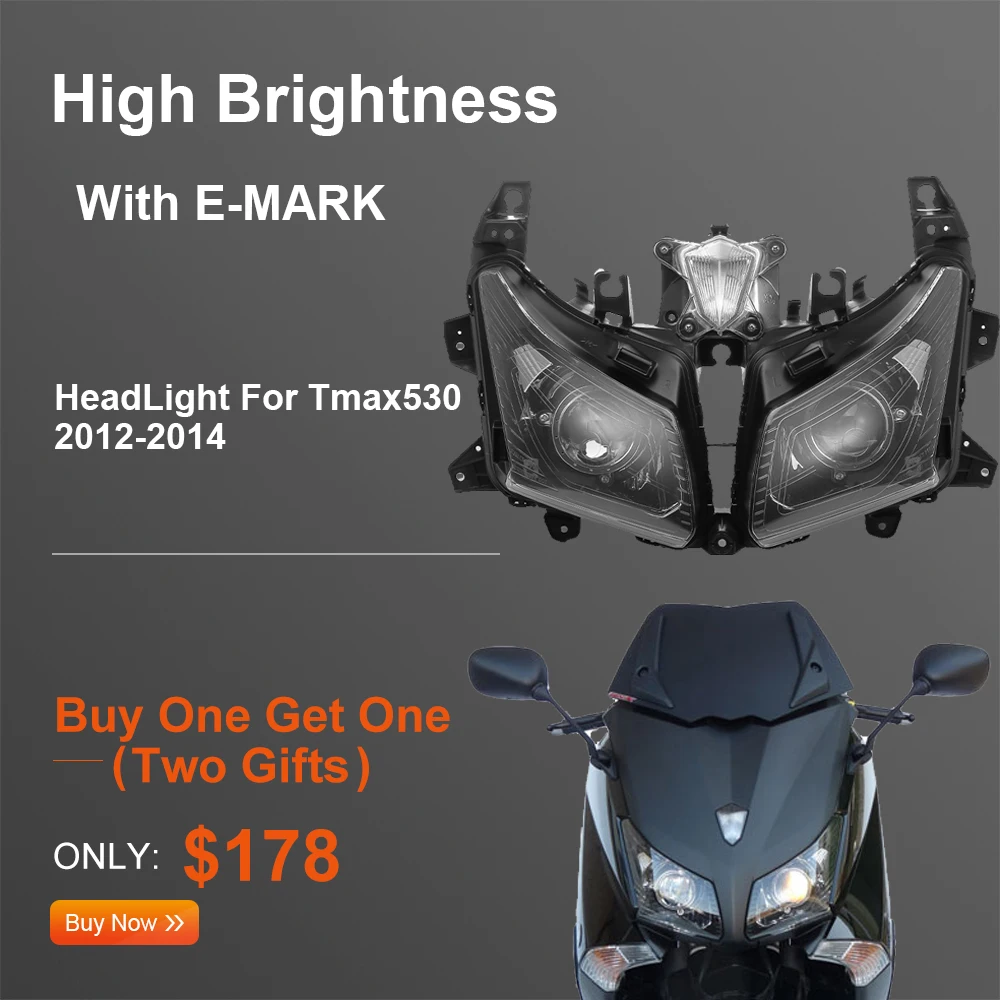Для Tmax530 мотоциклетный головной светильник для Yamaha TMAX 530 передняя фара для T-MAX530 2012 2013 Монтажная лампа головной светильник