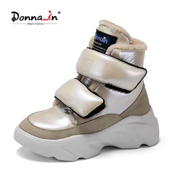 

Donna-in Waterproof Winter Boots Women 2020 Real Wool Warm Chunky Platform Shoes Designer Fashionable Light Rubber Boots Female
