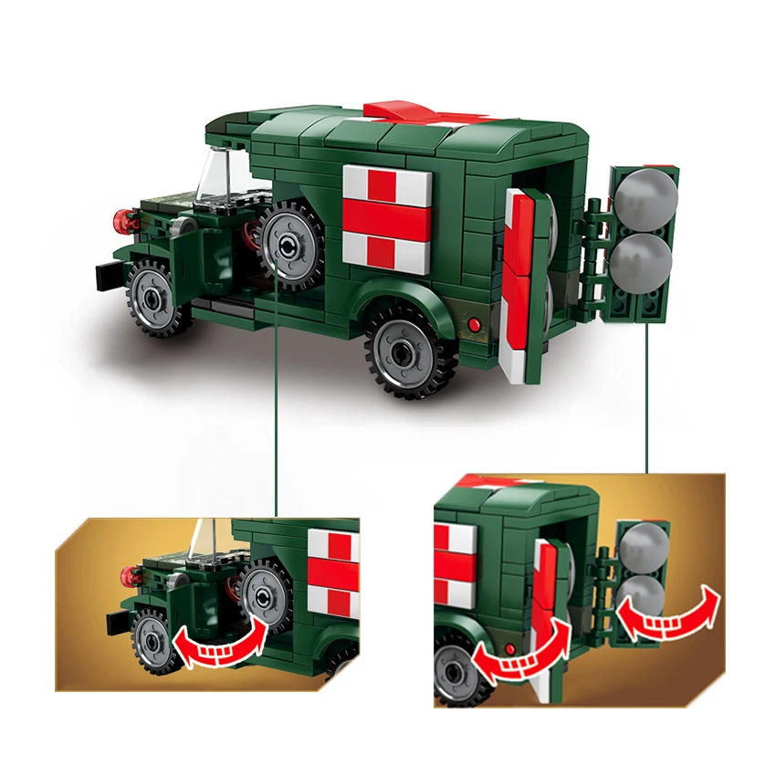 262Pcs Legoings City Soldier Military Ambulance Building Blocks Vehicle Toy Emergency Car Bricks Kits DIY Kids Educational Toys (1)