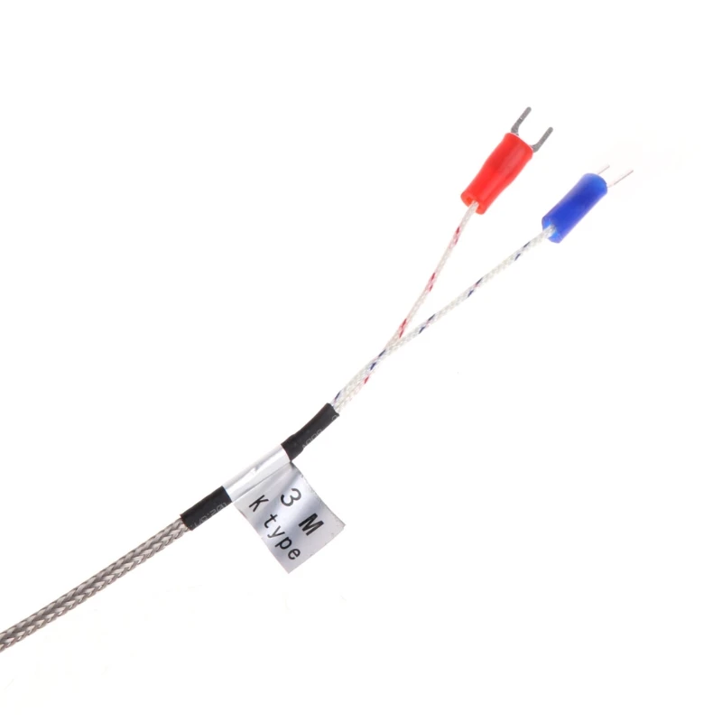 

3m/10ft K type Thermocouple 100mm Probe Stainless Steel High Temperature Sensor