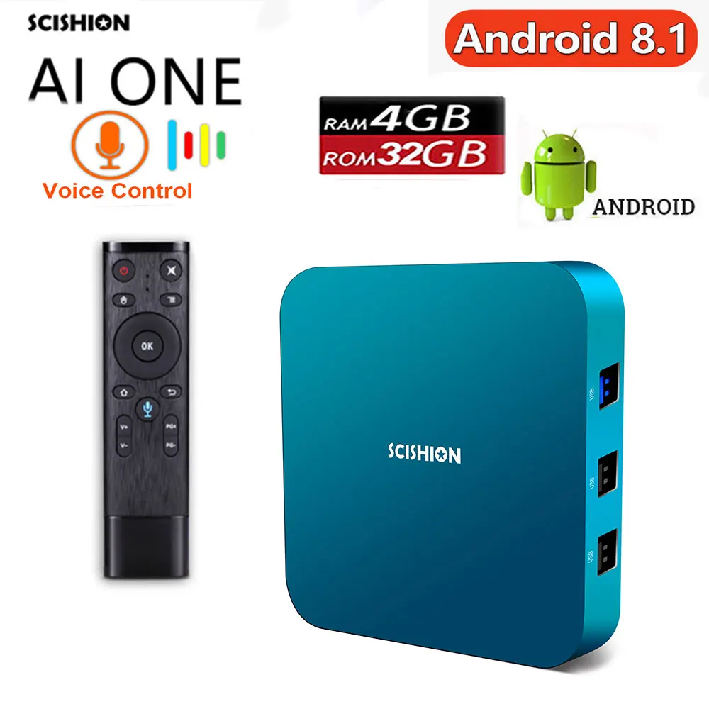 SCISHION Smart Android 8 1 ТВ приставка RK3328 2 Гб ОЗУ 16 ПЗУ 4G WiFi USB3.0 BT 4 0 HD медиаплеер